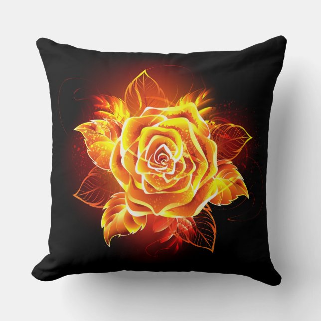 Rose des blühenden Feuers Kissen (Vorderseite)