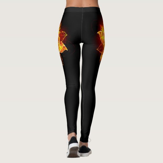 Rose des blühenden Feuers Leggings (Rückseite)