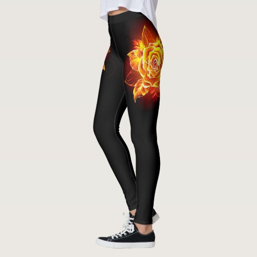 Rose des blühenden Feuers Leggings (Links)
