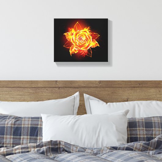 Rose des blühenden Feuers Leinwanddruck (Insitu (Schlafzimmer))