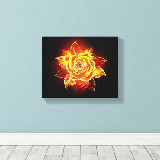 Rose des blühenden Feuers Leinwanddruck (Insitu (Holzboden))