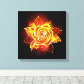 Rose des blühenden Feuers Leinwanddruck (Insitu (Holzboden))
