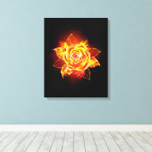 Rose des blühenden Feuers Leinwanddruck (Insitu (Holzboden))