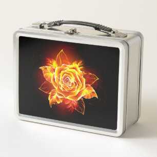 Rose des blühenden Feuers Metall Brotdose