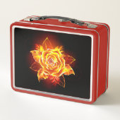 Rose des blühenden Feuers Metall Brotdose (Rückseite)