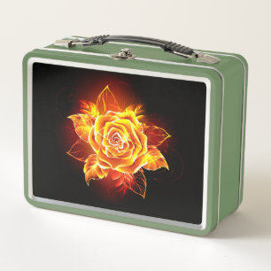 Rose des blühenden Feuers Metall Brotdose