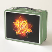 Rose des blühenden Feuers Metall Brotdose (Rückseite)
