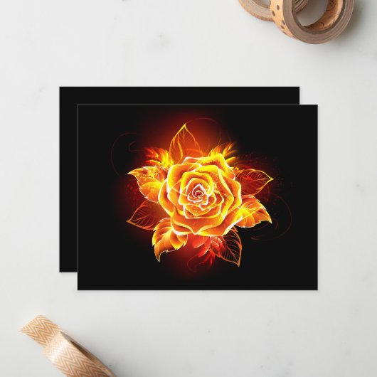 Rose des blühenden Feuers Mitteilungskarte (Vorderseite/Rückseite Beispiel)