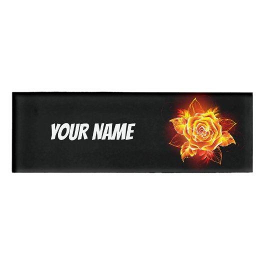 Rose des blühenden Feuers Namenschild (Vorderseite)