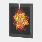 Rose des blühenden Feuers Ornament Aus Glas (Vorderseite links)