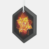 Rose des blühenden Feuers Ornament Aus Glas (Vorderseite Links)