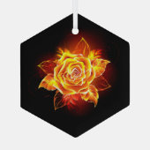 Rose des blühenden Feuers Ornament Aus Glas (Rückseite)