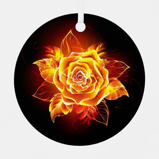 Rose des blühenden Feuers Ornament Aus Metall (Vorderseite)