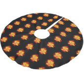 Rose des blühenden Feuers Polyester Weihnachtsbaumdecke (Schrägansicht)