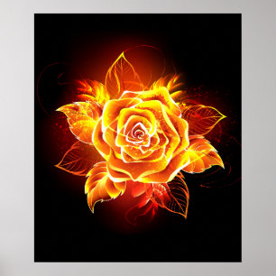 Rose des blühenden Feuers Poster