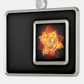Rose des blühenden Feuers Rahmen-Ornament Silber (Links)