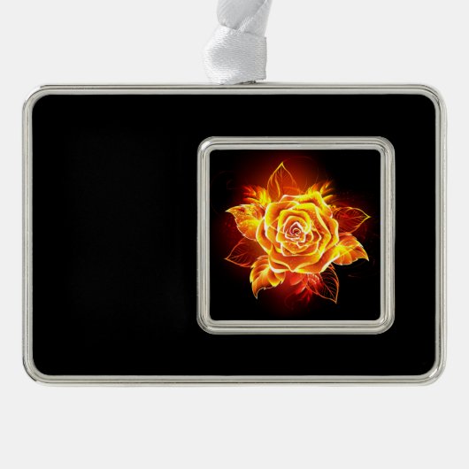 Rose des blühenden Feuers Rahmen-Ornament Silber (Vorderseite)