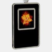 Rose des blühenden Feuers Rahmen-Ornament Silber (Rechts)