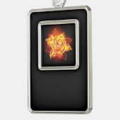 Rose des blühenden Feuers Rahmen-Ornament Silber (Links)