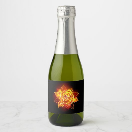Rose des blühenden Feuers Schaumweinetikett (Vorderseite)