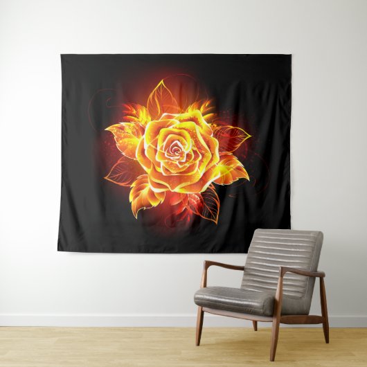 Rose des blühenden Feuers Wandteppich (Beispiel (Horizontal))