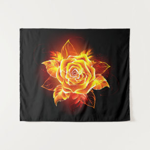 Rose des blühenden Feuers Wandteppich