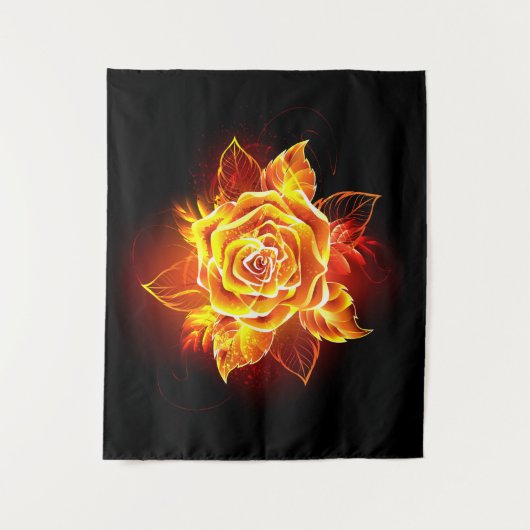 Rose des blühenden Feuers Wandteppich (Vorderseite)