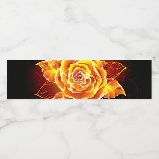 Rose des blühenden Feuers Wasserflaschenetikett (Einzelnes Label)