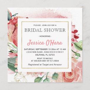 Rose des Blumenfrühlings Brautparty Wasserfarbene Einladung