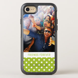 Rose des Fotos mit blauen Polka-Punkten OtterBox Symmetry iPhone 8/7 Hülle