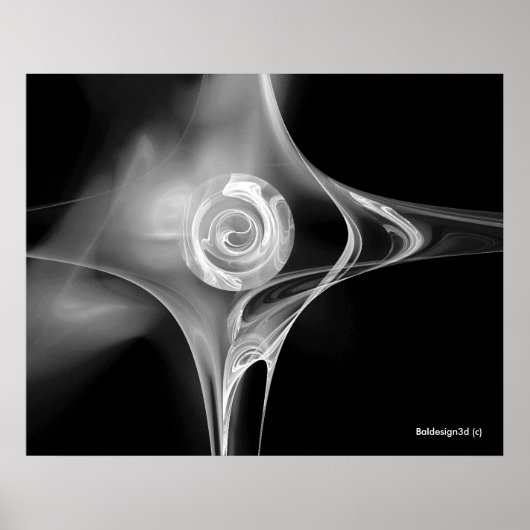 ROSE des Fraktals, Schwarzweiß Poster (Vorne)