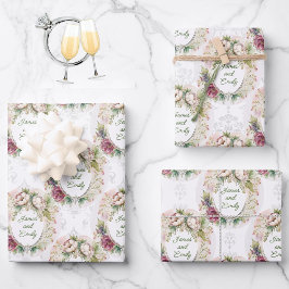 Rose des Hochzeitlandes personalisieren der Namen  Geschenkpapier Set