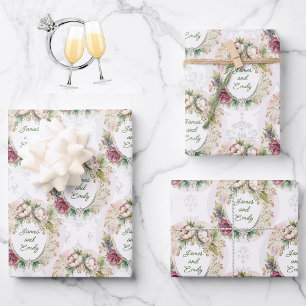 Rose des Hochzeitlandes personalisieren der Namen Geschenkpapier Set