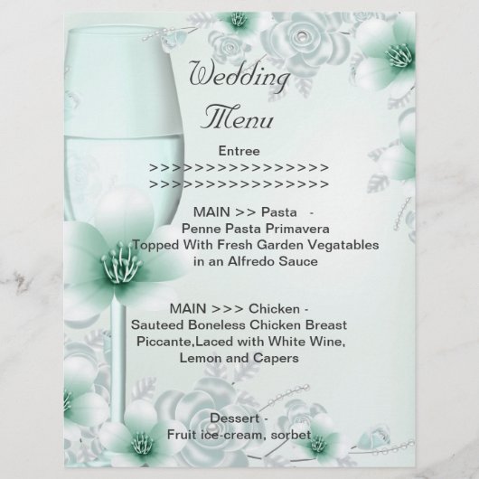 Rose des Hochzeitmenüs Minze Green Blossom (Vorderseite)