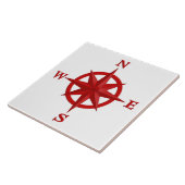 Rose des Kompass-8-Point, tiefrot und weiß Fliese (Seite)