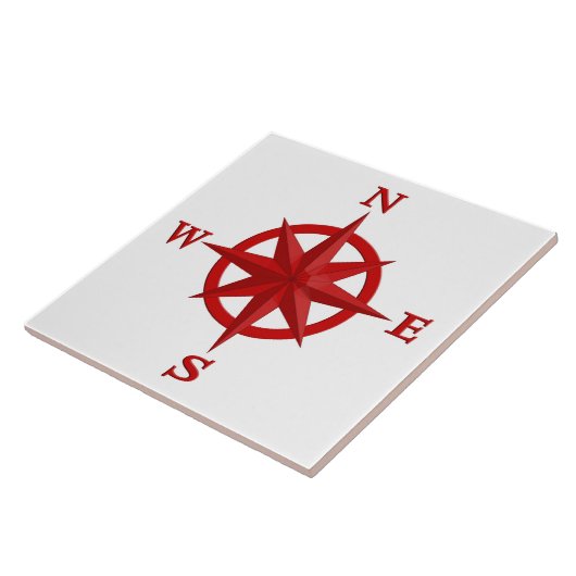 Rose des Kompass-8-Point, tiefrot und weiß Fliese (Seite)