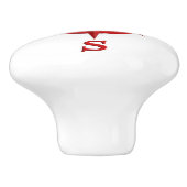 Rose des Kompass-8-Point, tiefrot und weiß Keramikknauf (Seitenansicht)