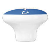 Rose des Kompass-8-Point, Weiß und Kobalt-Blau Keramikknauf (Seitenansicht)