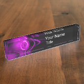 ROSE des lila FRAKTALS IN SCHWARZ,Abstrakte Wirbel Namensplakette (Seite)