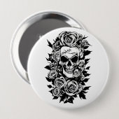 Rose des menschlichen Schädels erhalten Original T Button (Vorne & Hinten)