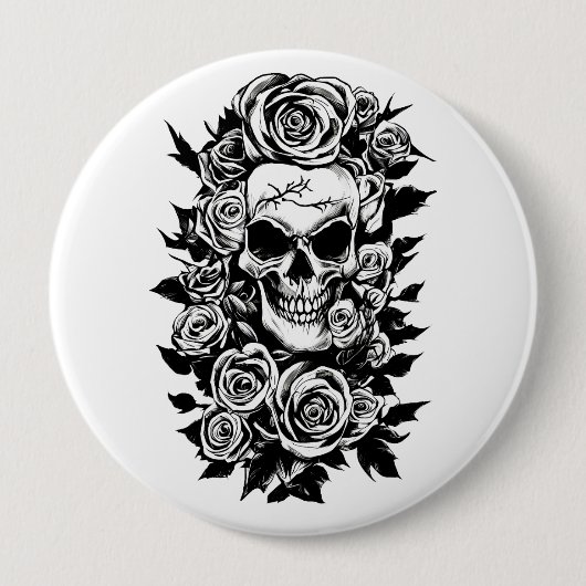 Rose des menschlichen Schädels erhalten Original T Button (Vorderseite)