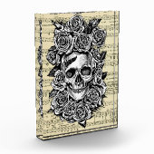 Rose des menschlichen Schädels Goth Biker Art Illu Fotoblock (Links)