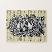 Rose des menschlichen Schädels Goth Biker Art Illu Puzzle (Horizontal)