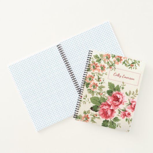 Rose des mittleren Jahrhunderts Spiral Graph Paper Notizblock (Innenseite)