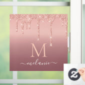 Rose des Monogrammnamens Blush-Sparkle-Fensters Fensteraufkleber (Zuhause)