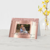 Rose des Muttertags Gold Glitzer Foto Karte (Gelbe Blume)