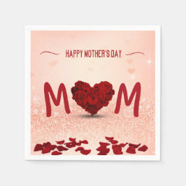 Rose des Muttertags Heart Bouquet - Paper Napkin Serviette