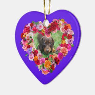 Rose des Muttertags Ihres eigenen Hundes Foto Herz Keramik Ornament