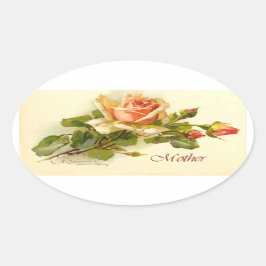 Rose des Muttertags Ovaler Aufkleber