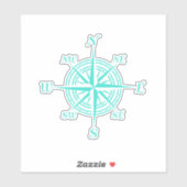 Rose des Nautical White Compass an der Küste Aufkleber (Blatt)